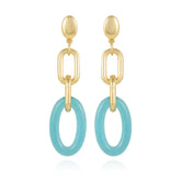 Goldtone Blue Candy Interlocking Drop Earrings