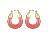 Goldtone Pink Candy Hoop Earrings