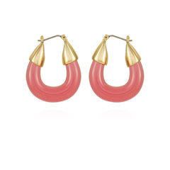 Goldtone Pink Candy Hoop Earrings