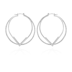 Double Hoop V Pave Earrings