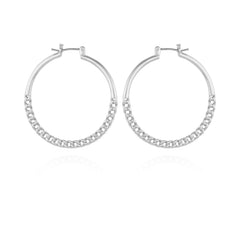 Silvertone Chain Link Hoop Earrings
