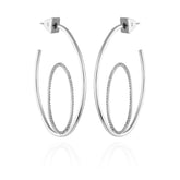 Silvertone Orbital Double Hoop Earrings