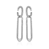 Silvertone Tassel Chain Huggie Hoop Drop Earrings