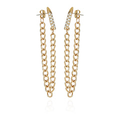 Crystal Stone Chain Drop Statement Earrings