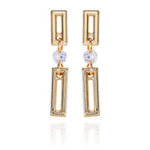 Goldtone Clear Glass Stone Dainty Drop Earrings