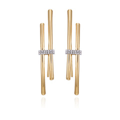 Goldtone Crystal Stone Fish Hook Earrings