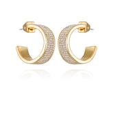 Goldtone Crystal C Hoop Earrings