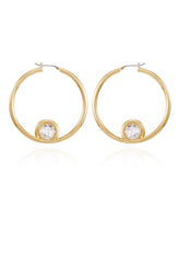 Goldtone Crystal Stone Hoop Earring