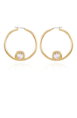 Goldtone Crystal Stone Hoop Earring