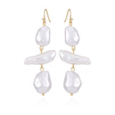 Goldtone Pearl Linear Drop Earrings
