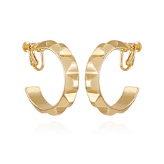 Goldtone Chunky Clip On Hoop Earrings
