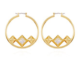 Goldtone Floating Crystal Hoop Earrings