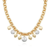 Two Tone Gilded Leaf Charm Statement Necklace