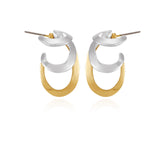 Two Tone Gilded Leaf Hoop Earrings