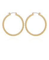 Goldtone Frozen Ball Chain Hoop Earrings