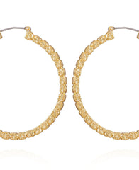 Goldtone Frozen Ball Chain Hoop Earrings