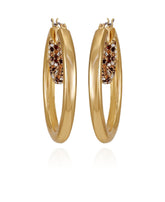 Goldtone Pave Crystal Stone Layered Hoop Earrings