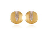 Goldtone Crystal Stone Coin Button Earrings