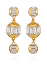 Goldtone Crystal Sphere Drop Earrings
