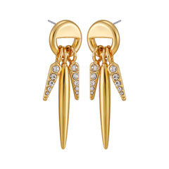 Gold Tone Spike Drop Earrings