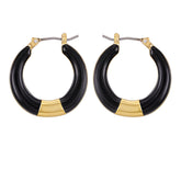 Gold Tone Enamel Hoop Earrings