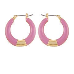 Gold Tone Enamel Hoop Earrings