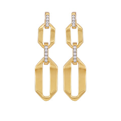Goldtone And Crystal Link Drop Earrings