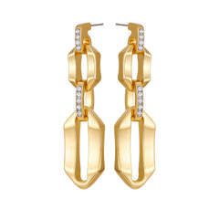 Goldtone And Crystal Link Drop Earrings