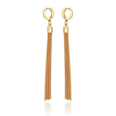 Goldtone Huggie Tassel Hoop Drop Earrings