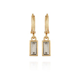 Rectangular Glass Stone Huggie Drop Earrings