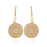 Goldtone Pave Stone Coin Drop Earrings