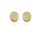 Goldtone Texturized Pebble Coin Earrings