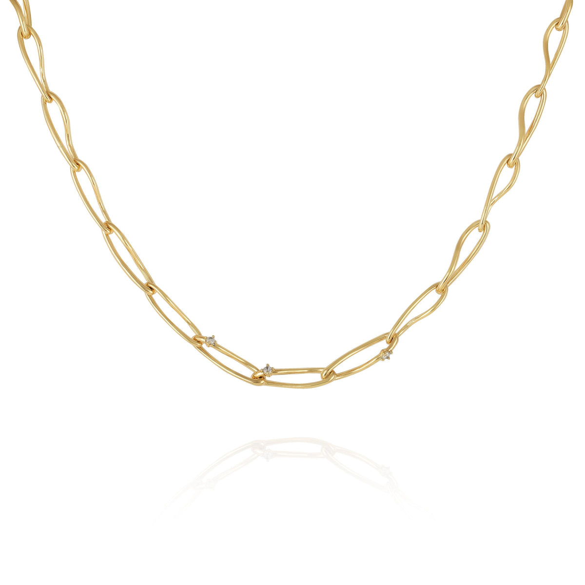 Goldtone Twisted Link Chain Necklace