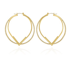 Double Hoop V Pave Earrings