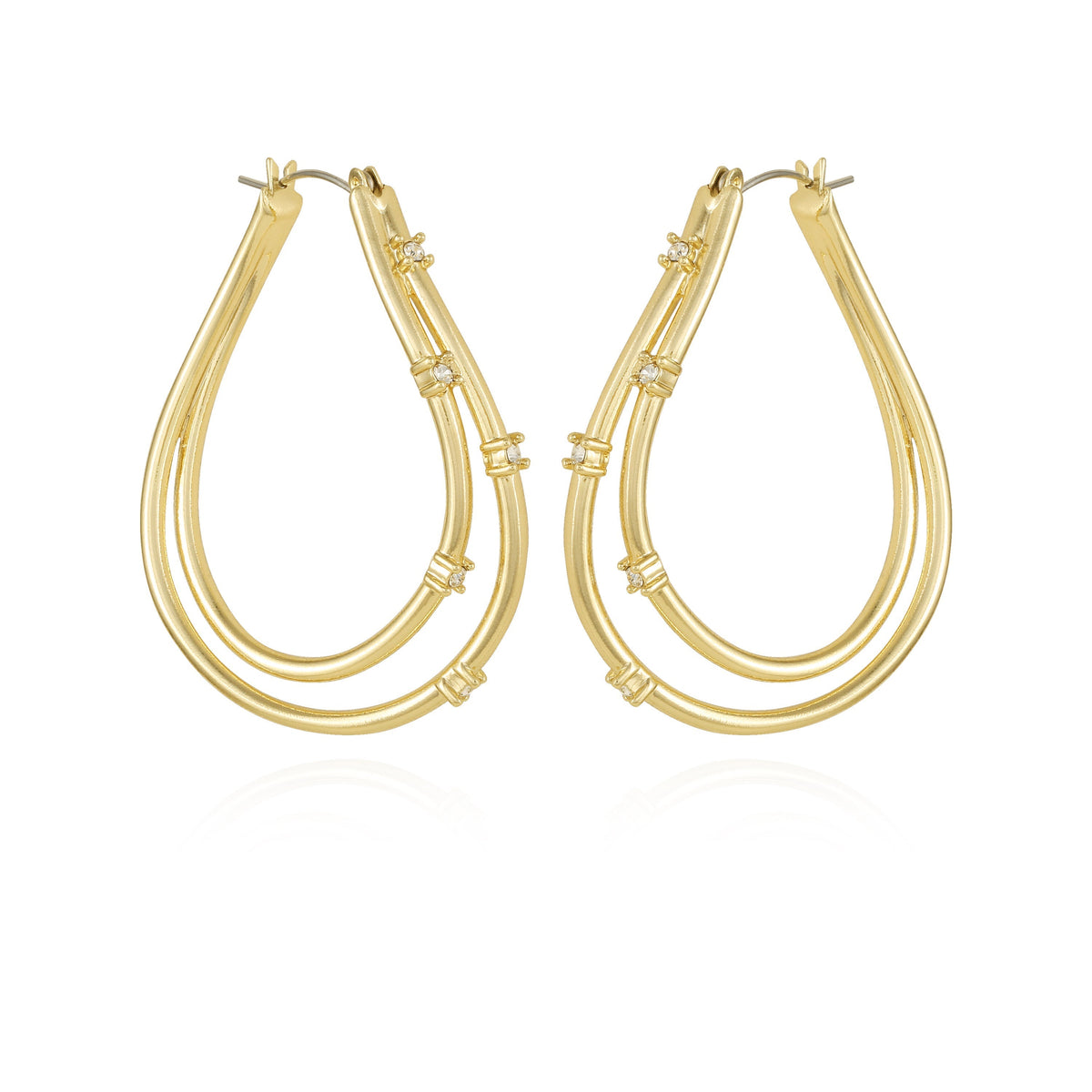 Goldtone Double Oval Hoop Earrings