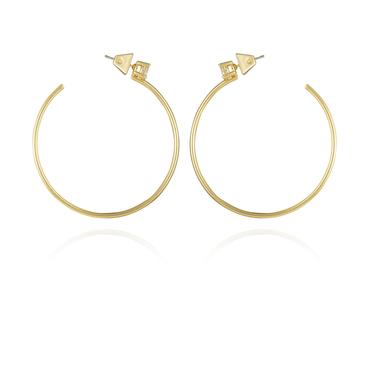 Goldtone Cubic Zirconia Open Hoop Earrings