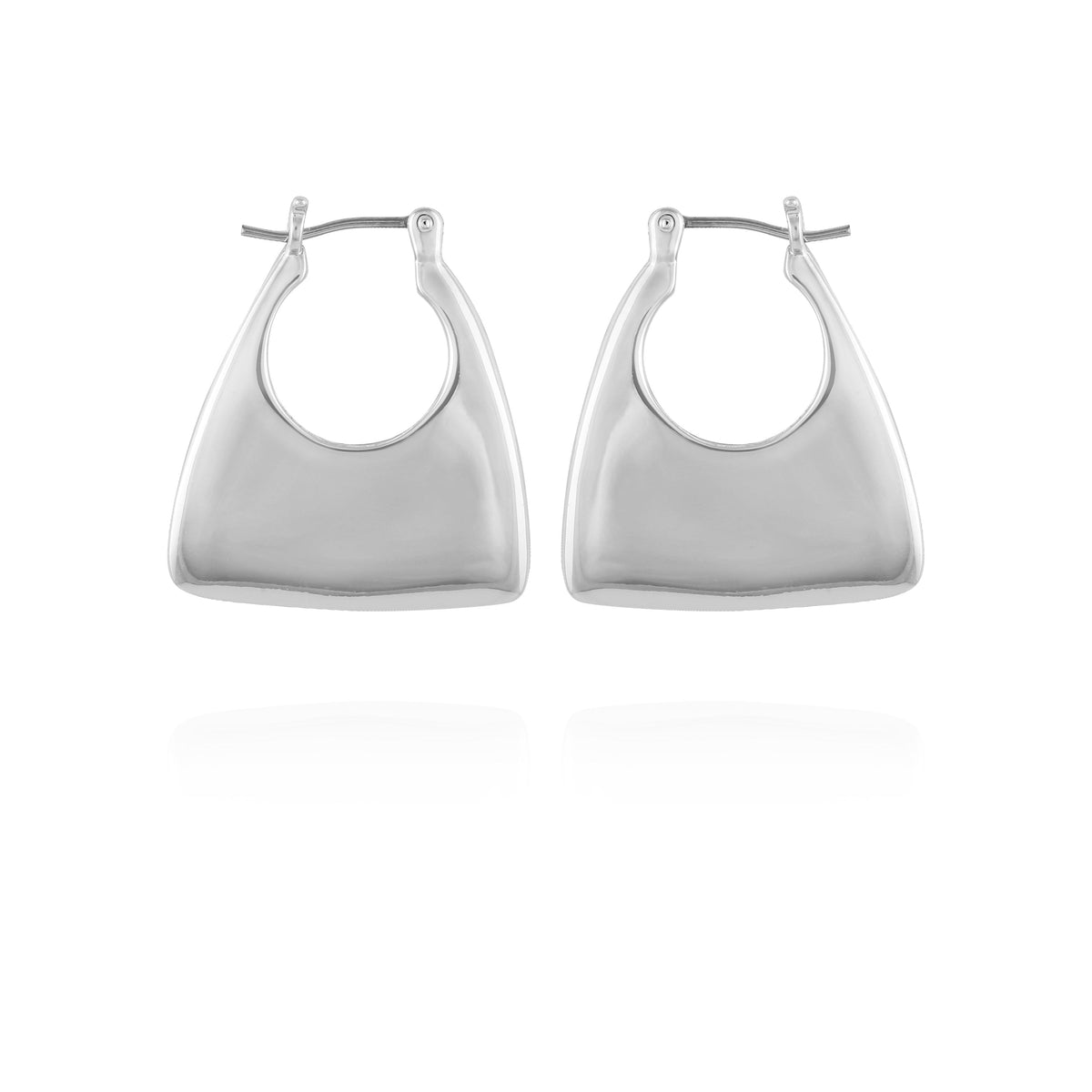 Silvertone Purse Click Hoop Earrings
