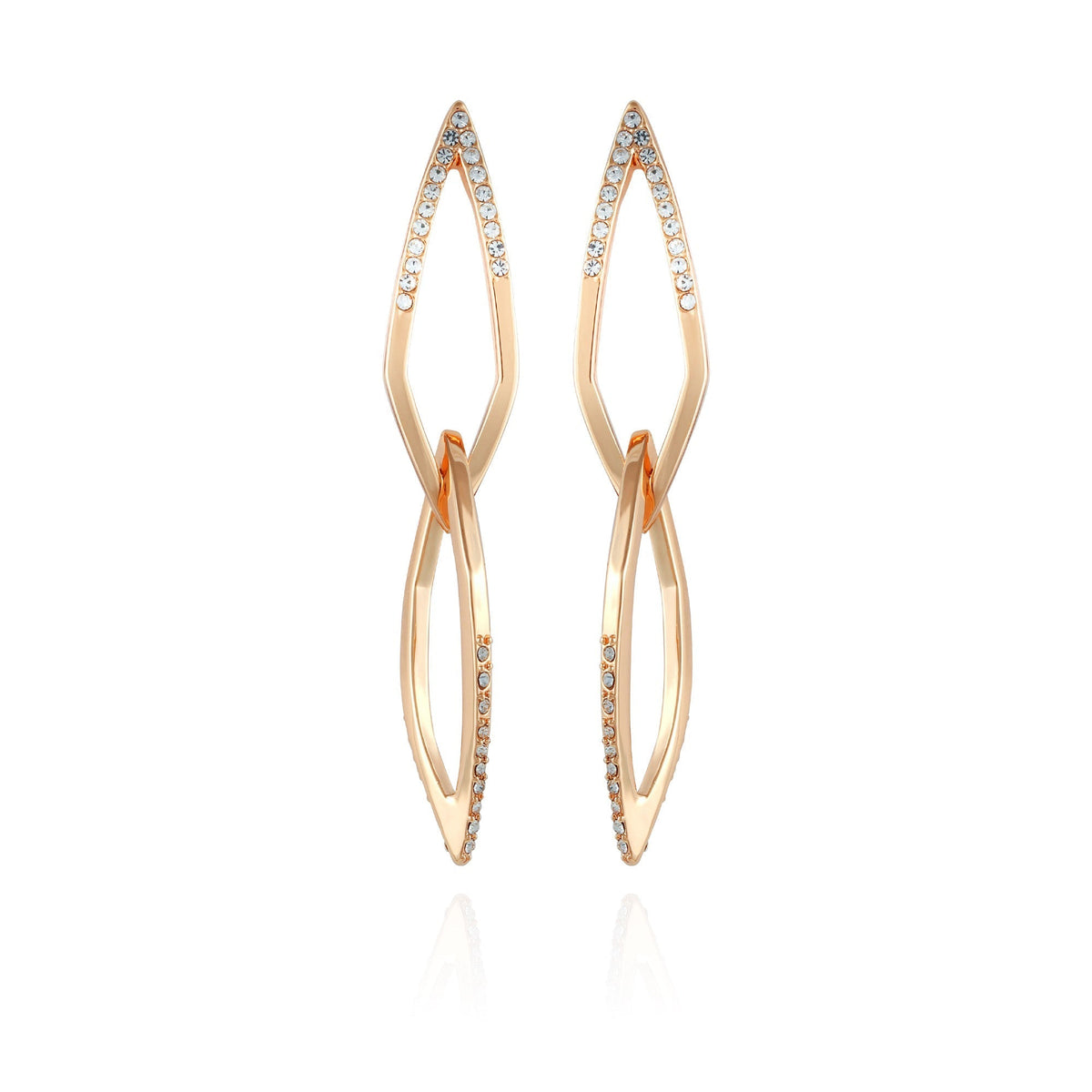 14K Goldtone Crystal Stone Link Drop Earring