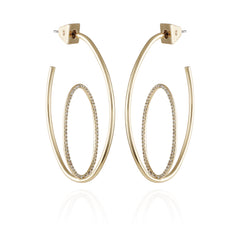 Goldtone Crystal Stone Orbital Hoop Earrings