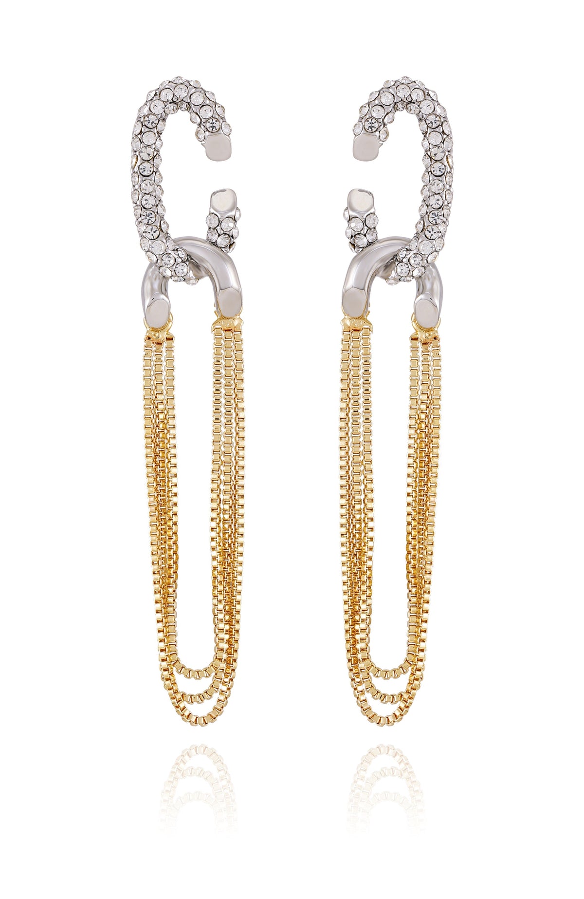 Twotone Link Chain Drop Dangle Earrings