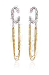 Twotone Link Chain Drop Dangle Earrings