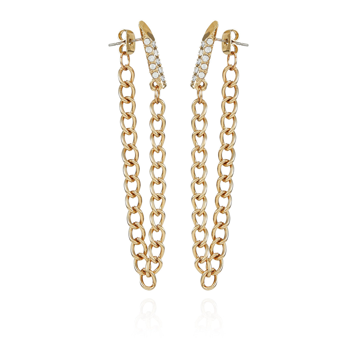 Crystal Stone Chain Drop Statement Earrings