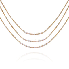 Goldtone Crystal Stone Multi Layered Necklace