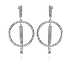 Silvertone Hoop Drop Clip On Earrings