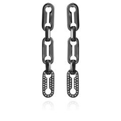 Hematite Link Dangle Drop Earrings