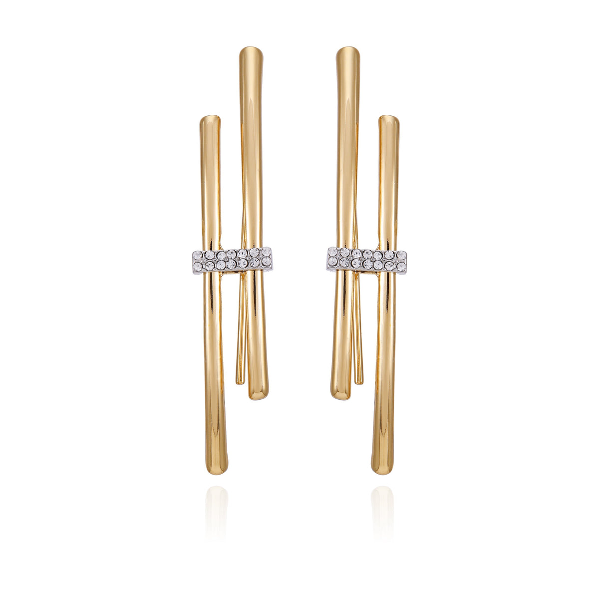 Goldtone Crystal Stone Fish Hook Earrings