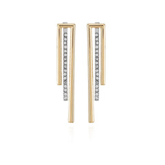 Two Tone Glass Stone Bar Drop Earrings