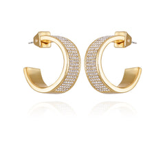 Goldtone Crystal C Hoop Earrings