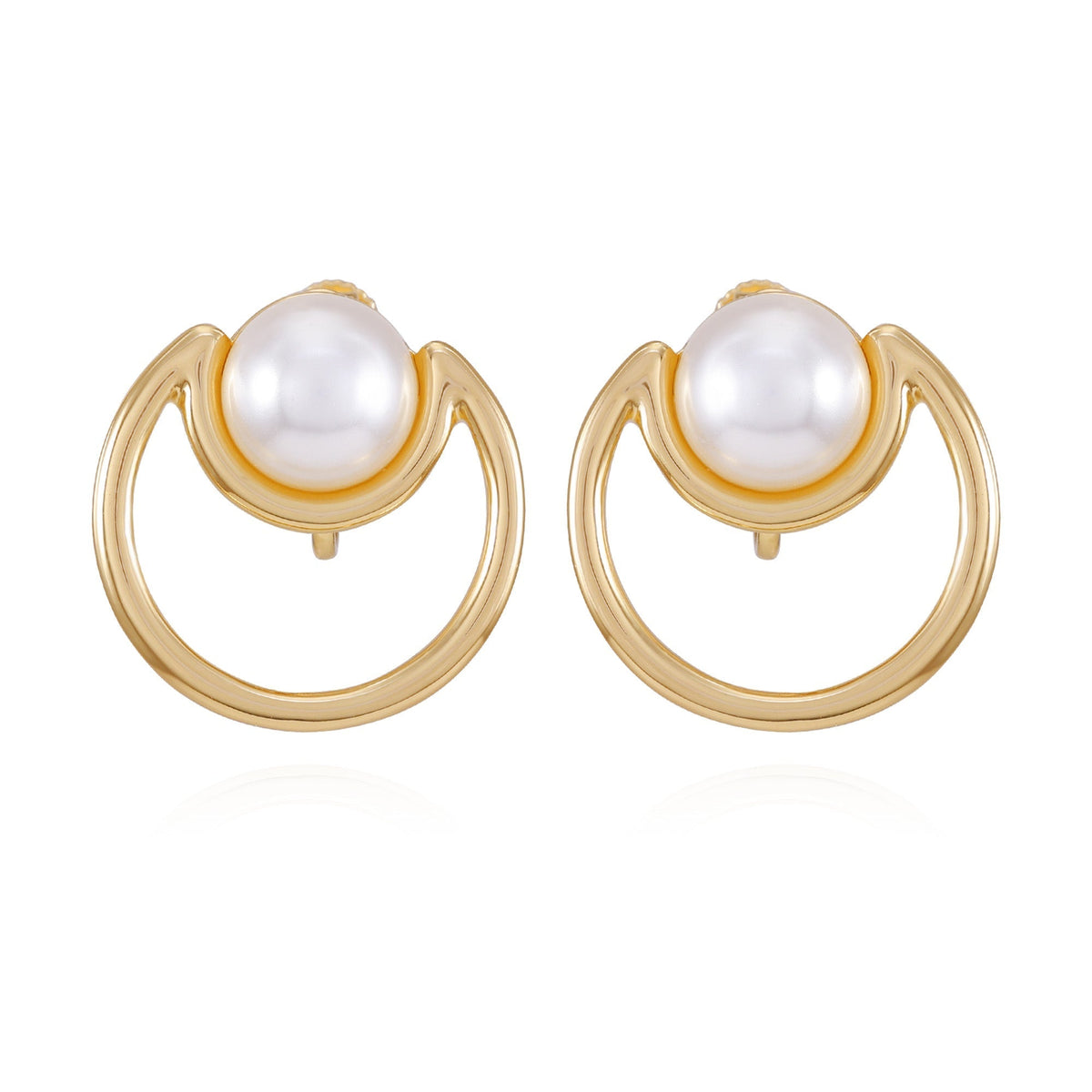 Goldtone Pearl Clip On Earrings