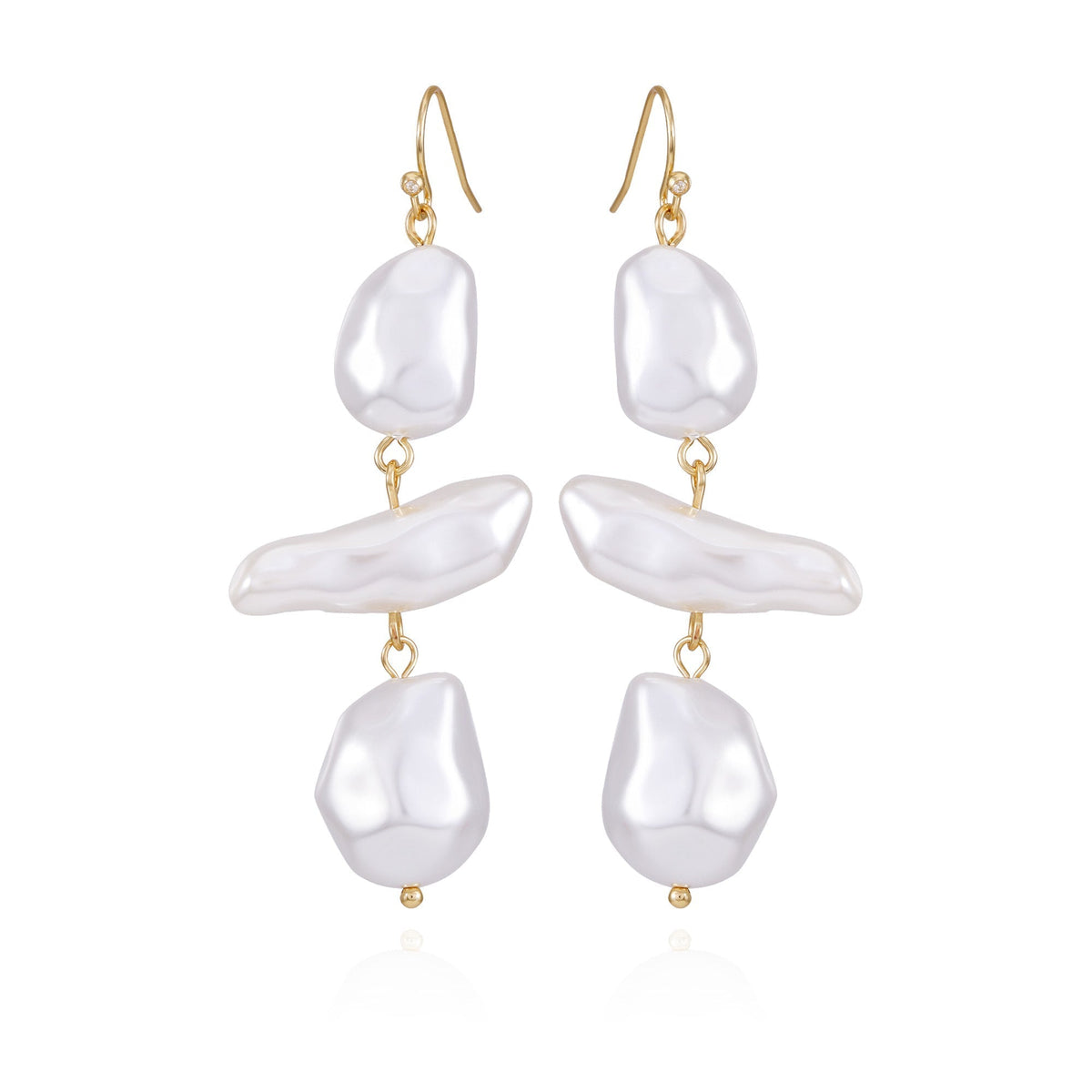 Goldtone Pearl Linear Drop Earrings